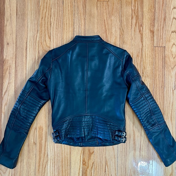 Michael Kors black Moto Lambs Leather Jacket XS - Picture 5 of 13
